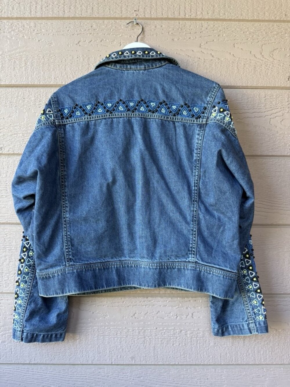 Free People We The Free Suzy Beaded Denim Jacket NWT SIze S MSRP $348 - Picture 5 of 11